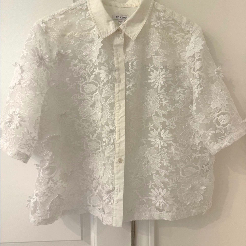 Textured Lace Blouse by Chicos